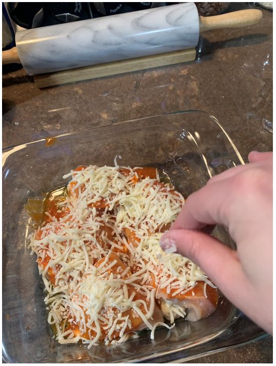 Buffalo chicken rollups ready for oven