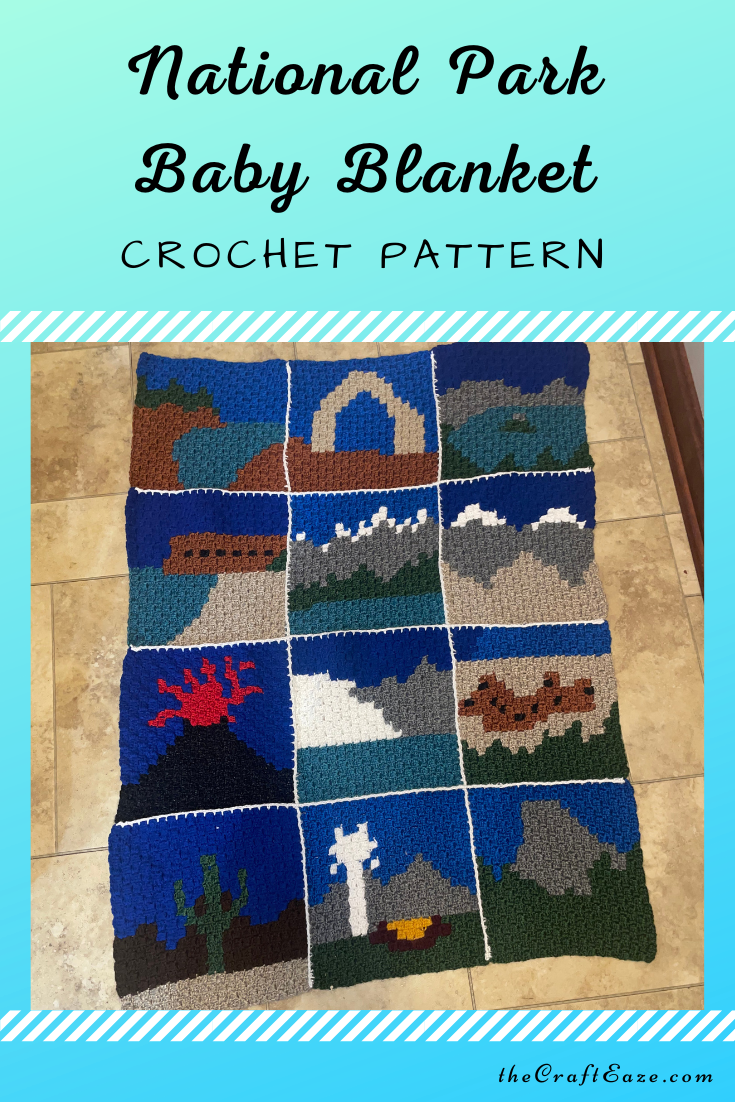 Picture showing the finished blanket containing 12 national parks.